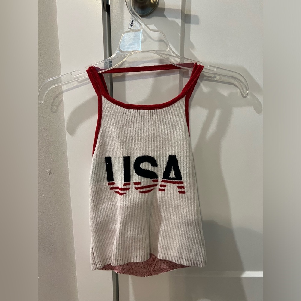 Hollister USA Ribbed Crop Top with Criss Cross Back